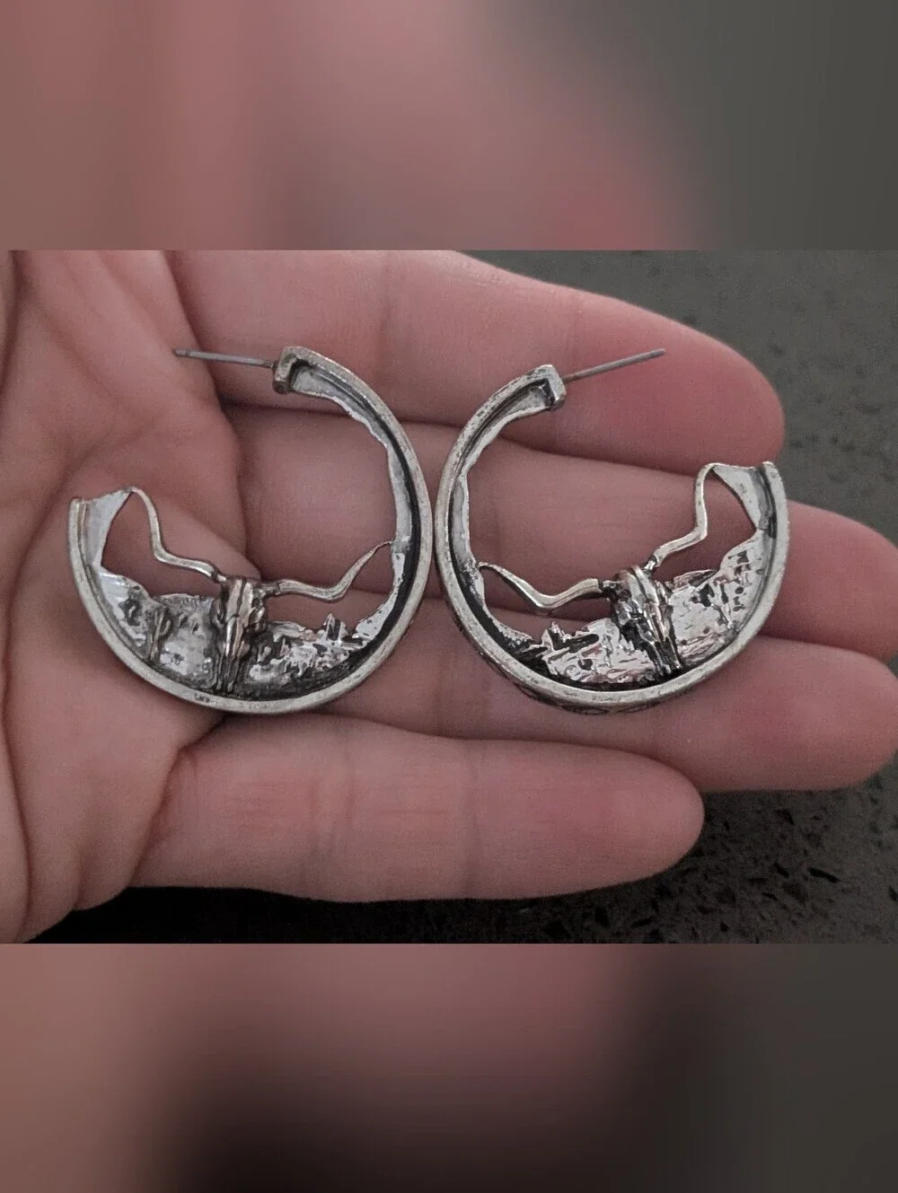 Silver Western Cactus Hoop Earrings